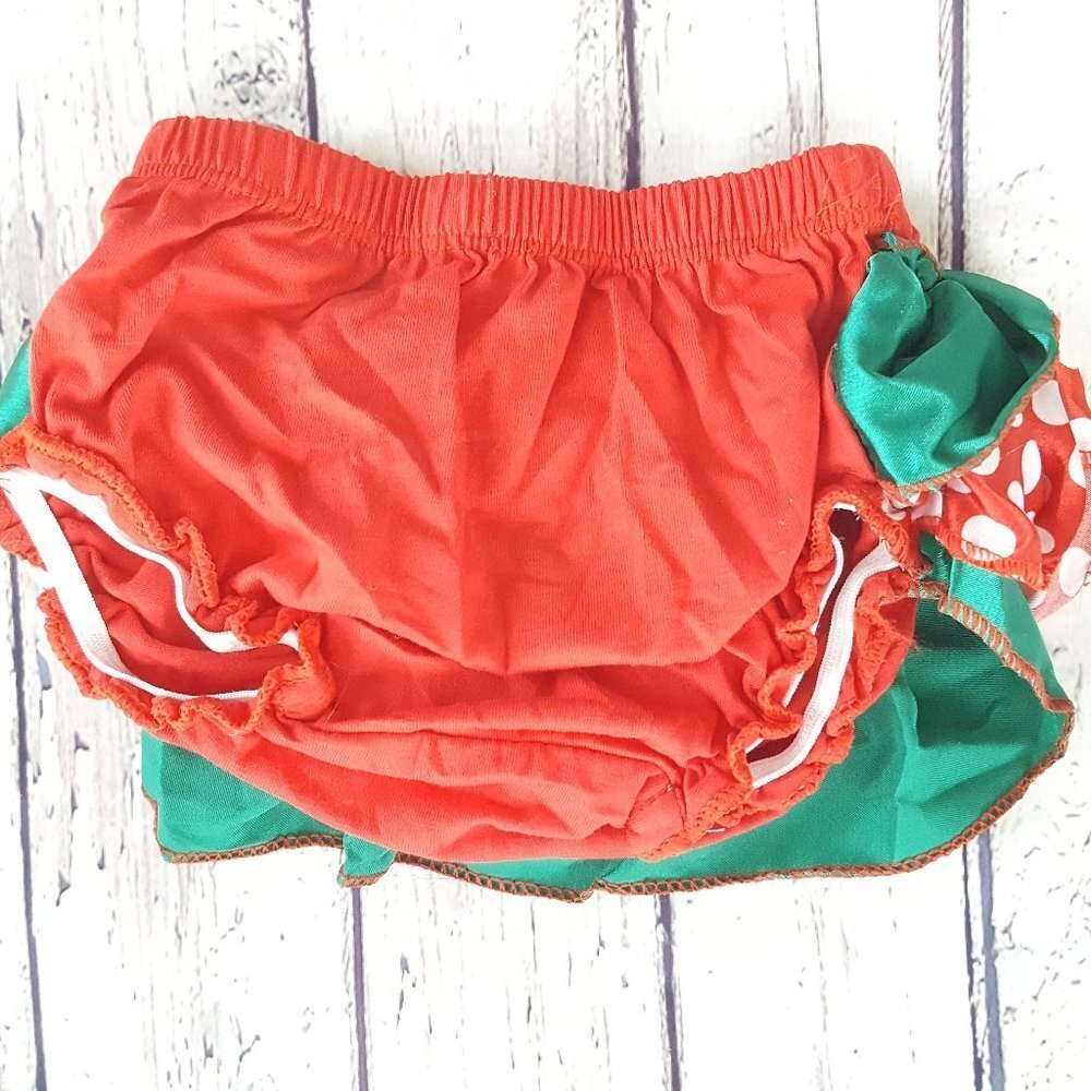 Baby Girl Christmas Bloomers Diaper Cover Red and Green 0-6M Brand New - Picture 2 of 4
